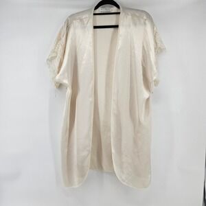 Vintage Val Mode Lingerie Satin Lace Trim Kimono Robe Made in USA OS Romantic